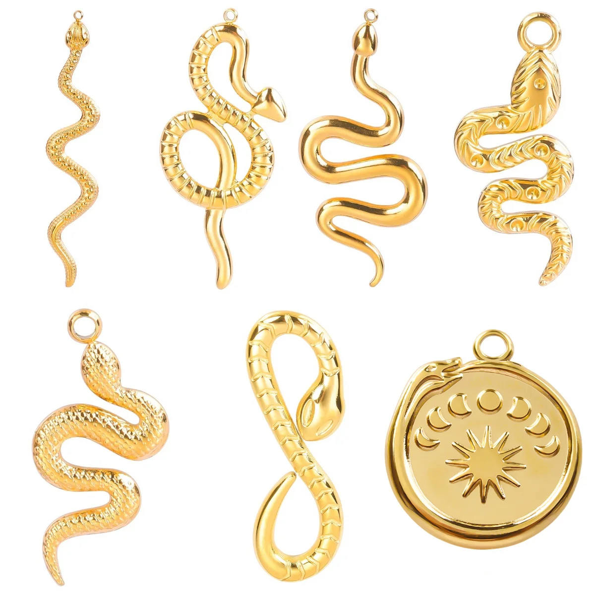 Wholesale 10pcs/lot Stainless Steel Snake Pendants Ouroboros Charms Infinite DIY Jewelry Making for Necklace Earrings Findings