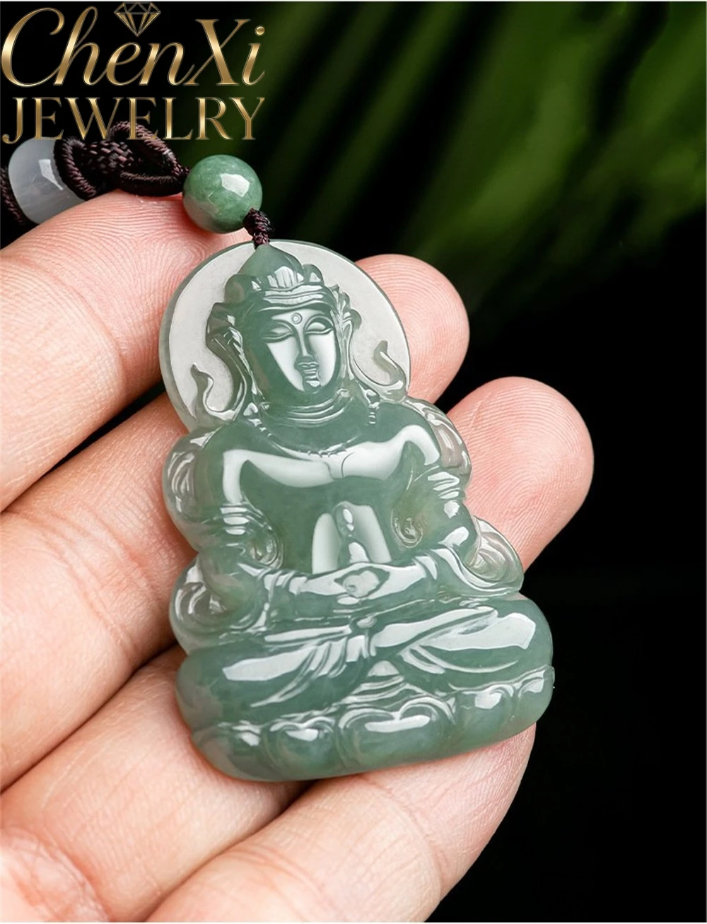 

Burmese Natural A Grade Jadeite Green Tara Guanyin Pendant Good Luck Necklace High-end Popular Luxury Quality Fine Jewelry Gift