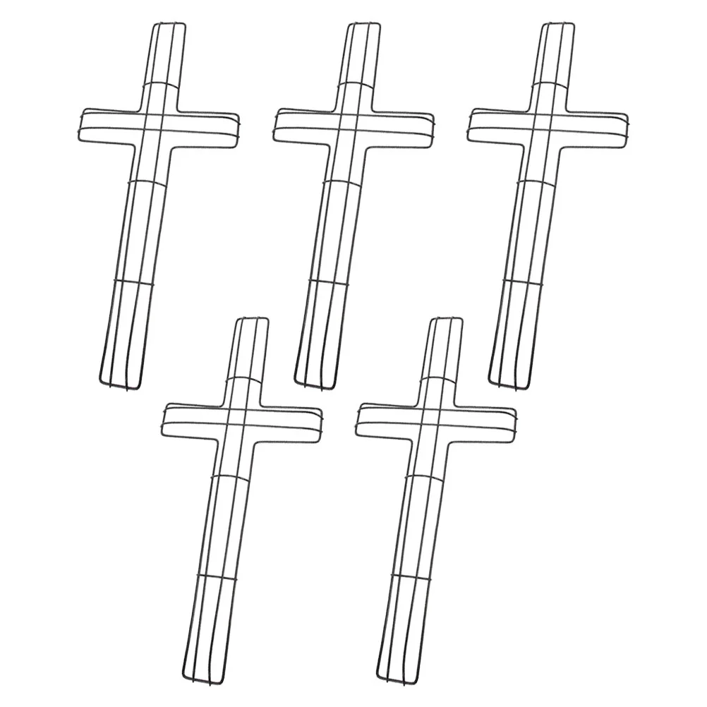 

5 Pcs Decorative Metal Cross Wreath Frames for Holiday Wall Decor Cross Metal Wreath Frame Floral Garden Cross Shaped Metal Wrea