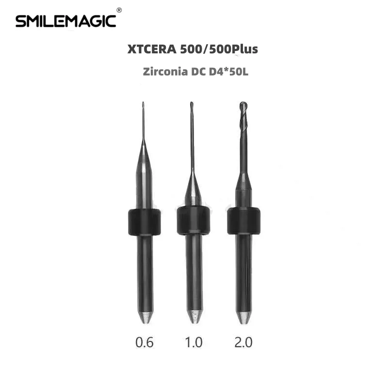 XTCERA X-mill 500 /500plus Zirconia PMMA Shank DC/NC Coating Milling Cutter Diameter 2.0/1.0/0.6mm DrillDental Milling Burs