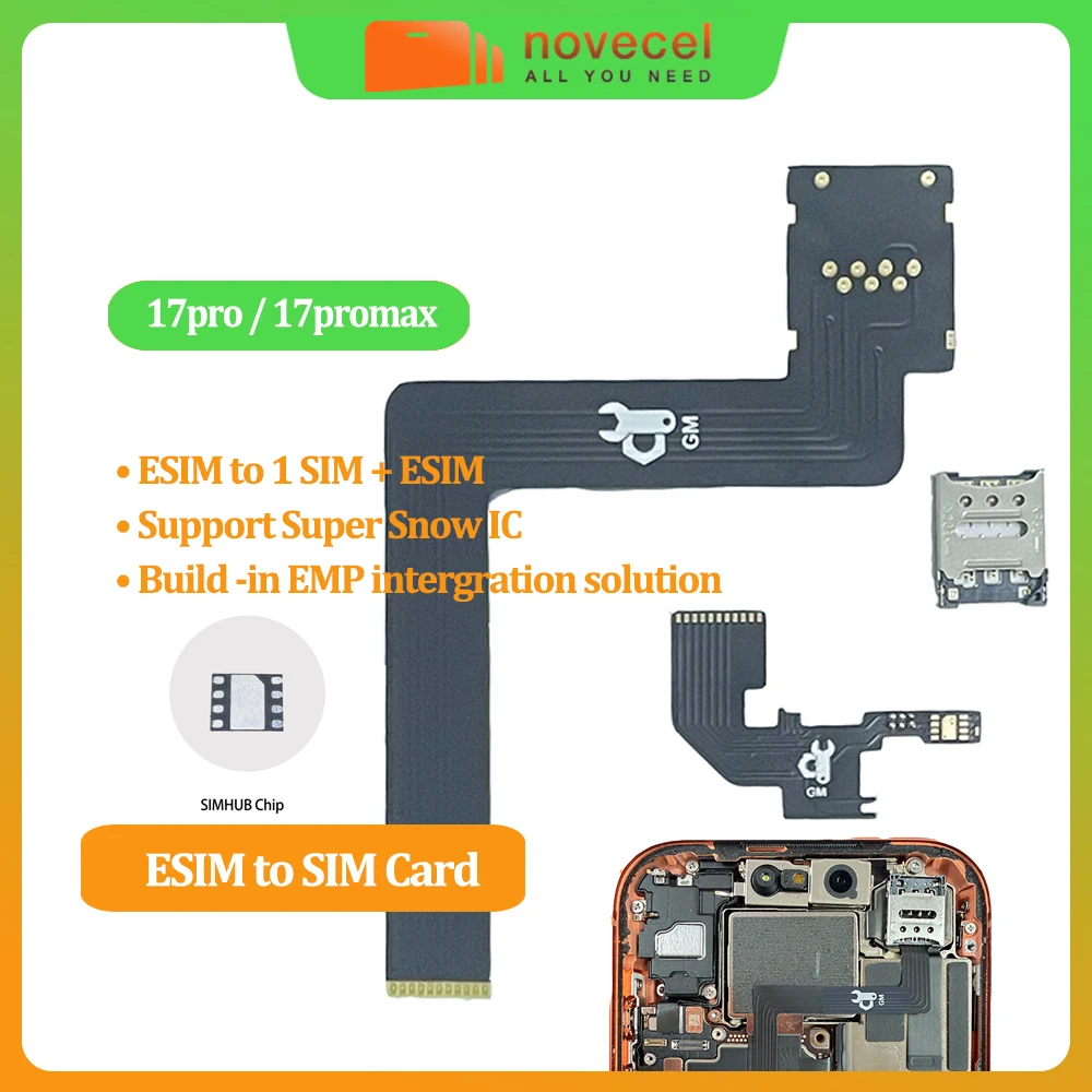 

Для iPhone 17pro 17promax Версия для США ESlM To SlM Card + ESIM Встроенное решение для интеграции MEP Поддержка части Super Snow IC