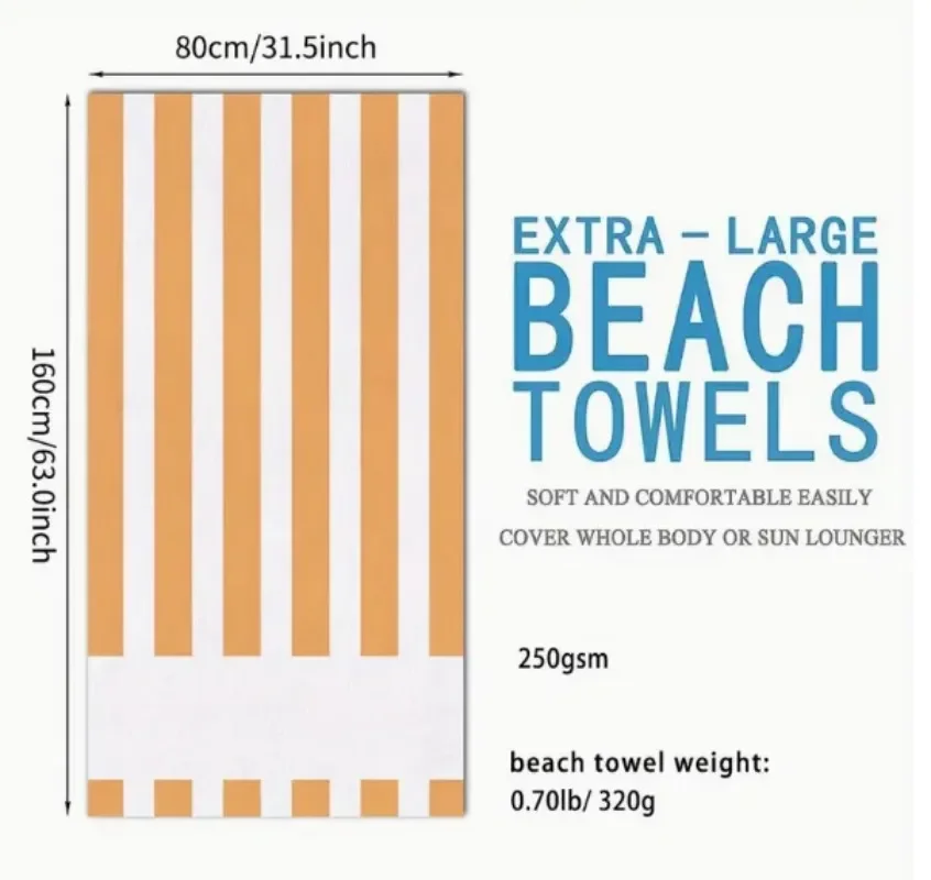 Custom Name Stripe Beach Towel 3D Ultra-fine Fiber Beach Towel with Absorbent and Breathable Summer Swimming Stripes Towel