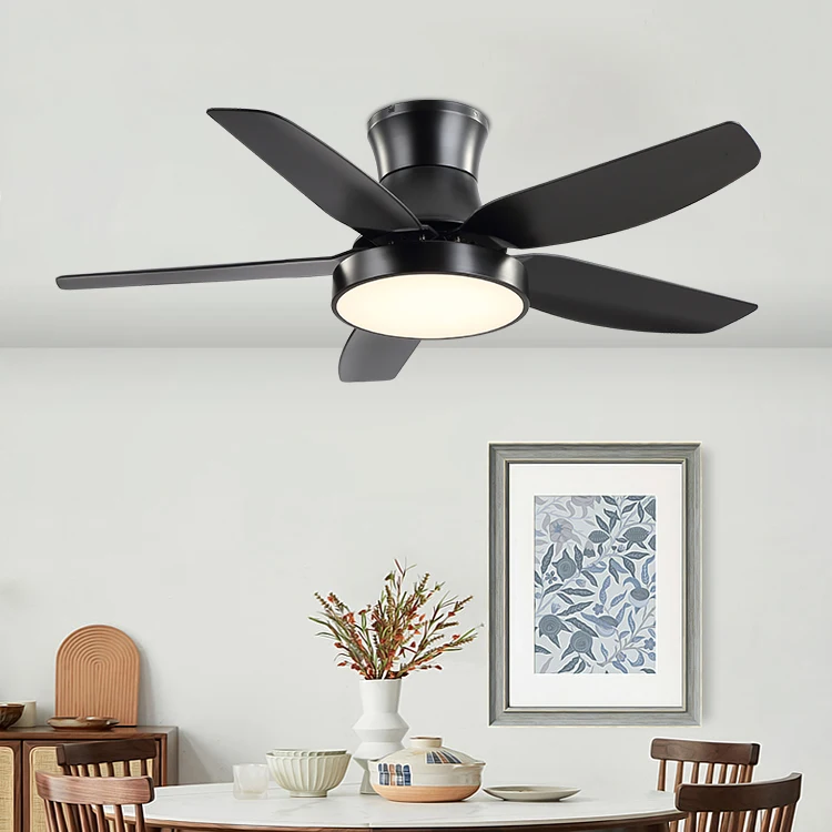 Modern Living Room Home Decorative DC Motor 5 ABS Blades Remote Control Mute Bldc Led Ceiling Fan With Light