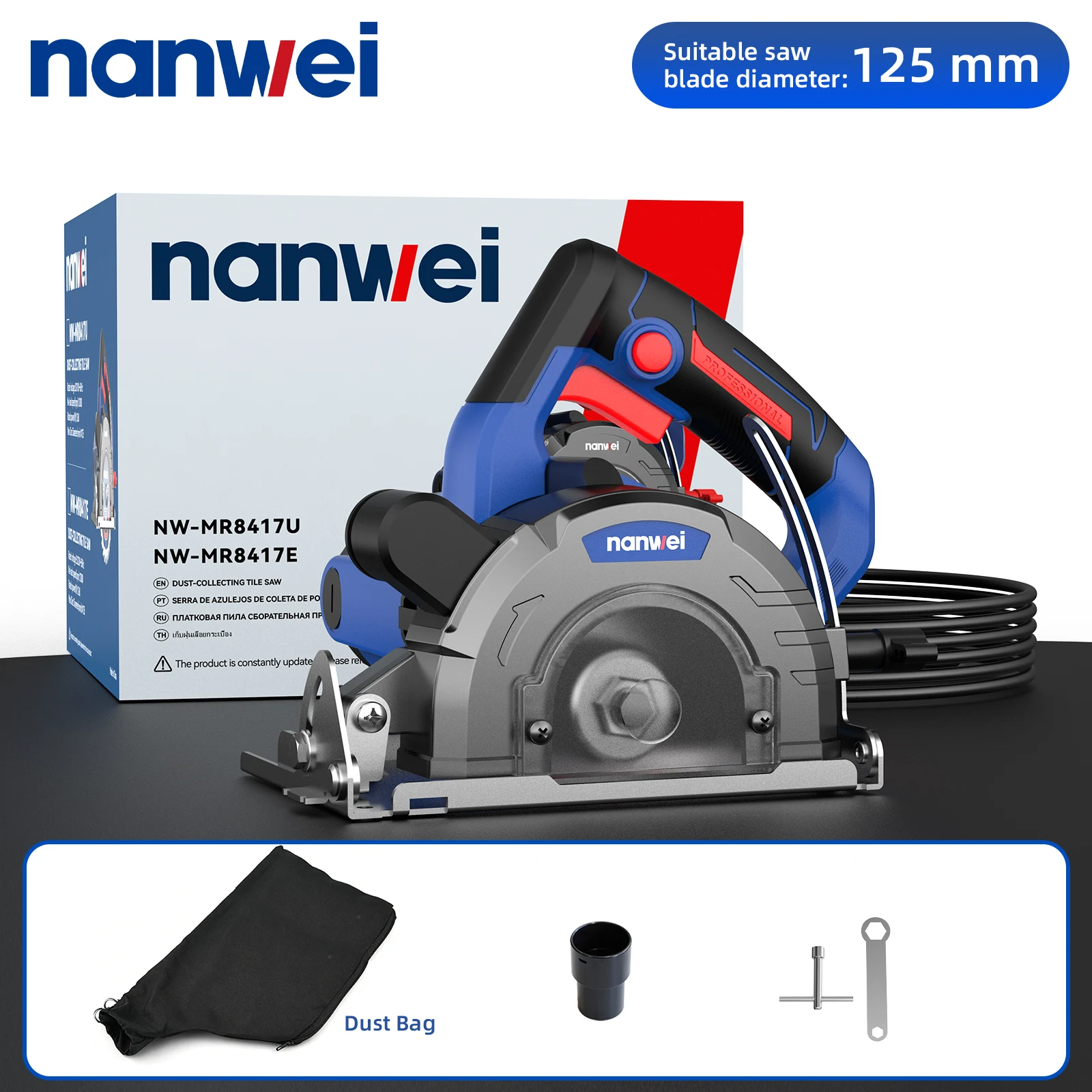 Nanwei Handheld Cutting Machine 220V Compact Domestic Woodworking Specialized Electric Saw for Tile Stone Metal Marble Grooving