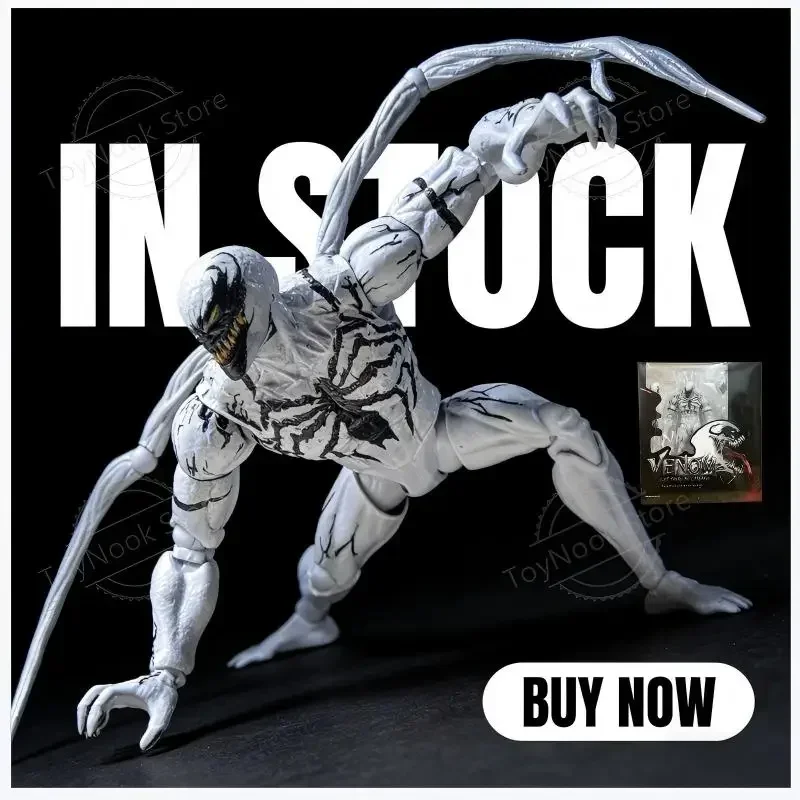 

In Stock SHF Anti-Venom Action Figure White Symbiote Spider-Man Series Articulated Model Toy Collectible Figurine Gift for Fans