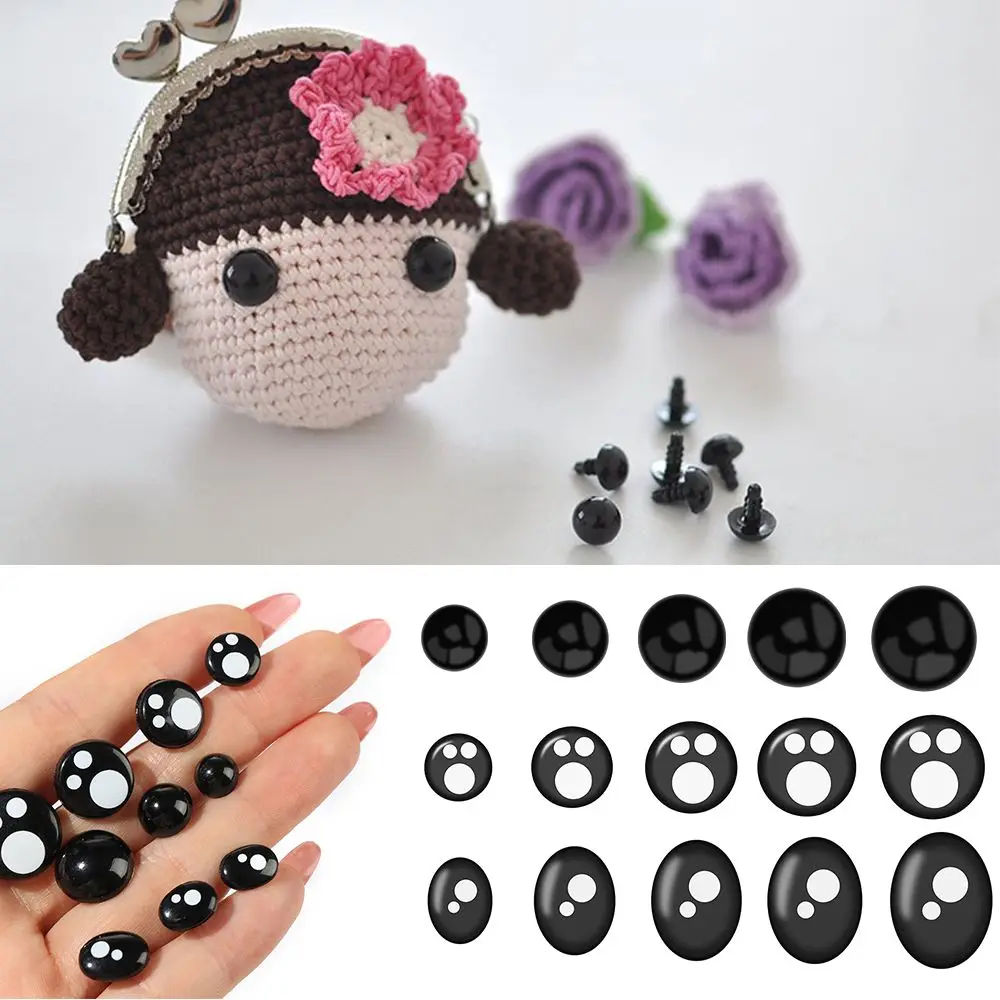 100Pcs Plastic Crochet Animal Scrapbooking Handmaking Toys Eyeballs Doll Making Eyes Toys Accessories Vivid Black Eyes