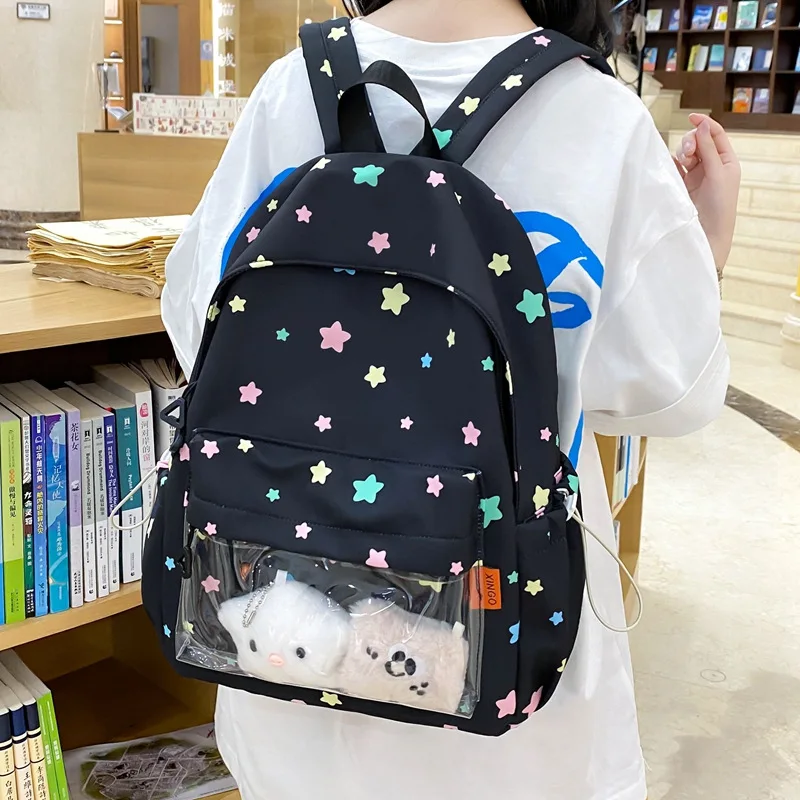 

Рюкзак со звездным принтом, милые рюкзаки, рюкзак с героями мультфильмов, студенческий рюкзак, классная сумка для девочек, школьная сумка, дизайнерские сумки Mochila