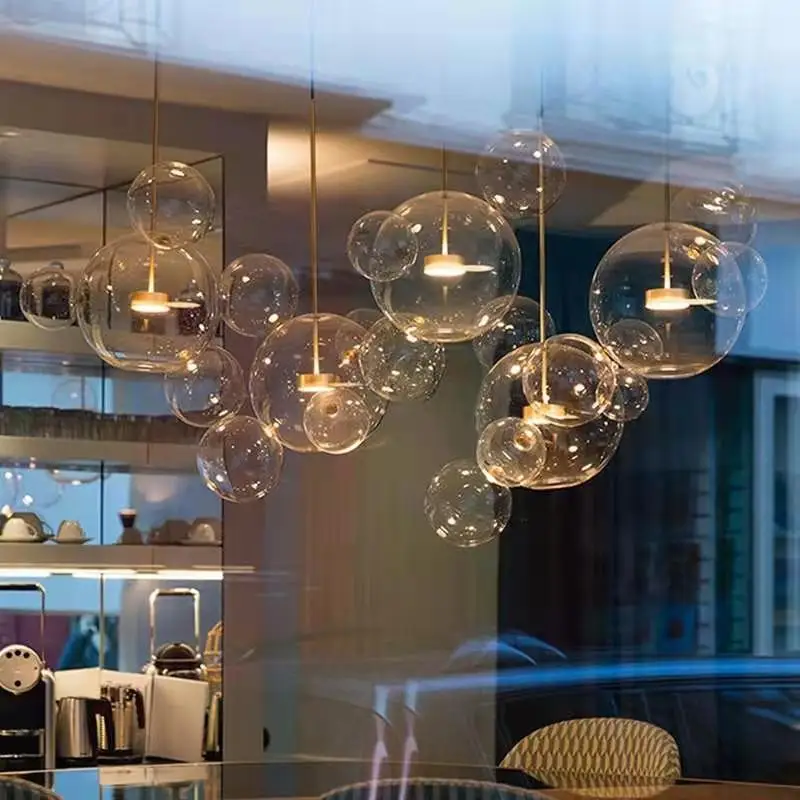 

Nordic Mickey Chandelier Bubble Ball Led Pendant Lights Creative Personality Restaurant Kitchen Glass Ball Bar Indoor Lighting
