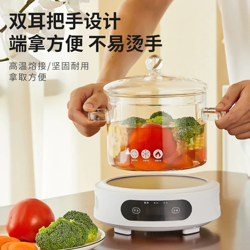 وعاء زجاجي مفتوح للحرق المباشر من البورسليكات العالية ومقاوم لدرجات الحرارة العالية وعاء حساء بكلتا الأذنين شفاف من السيراميك الكهربائي #4