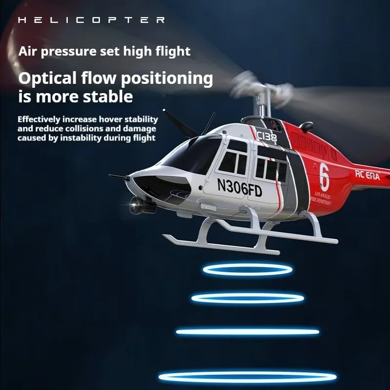 Modelo de simulación de imagen de Rc Era C138, seis canales, 3d, rodante, alerón de una sola hoja, helicóptero control remoto gratuito Bel206