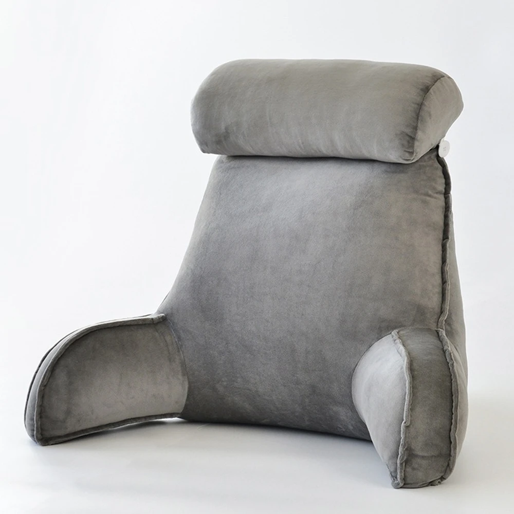 Husband Pillow Reading & Bed Rest Pillows - Premium Memory Foam Backrest Pillow with Arms & Neck Roll Reversible