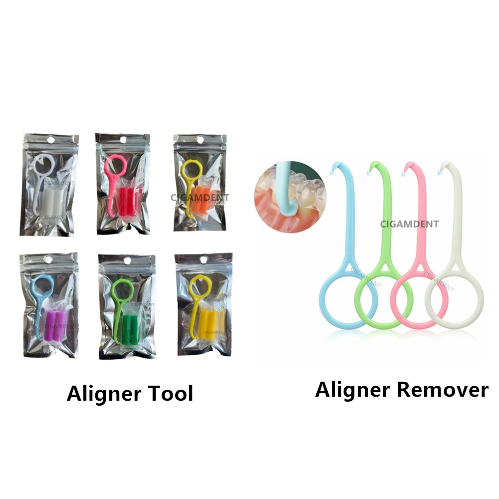 Dental Orthodontic Aligner Chewies Remover Aligner Tray Seater Invisalign Braces Removal Tool Plastic Hook