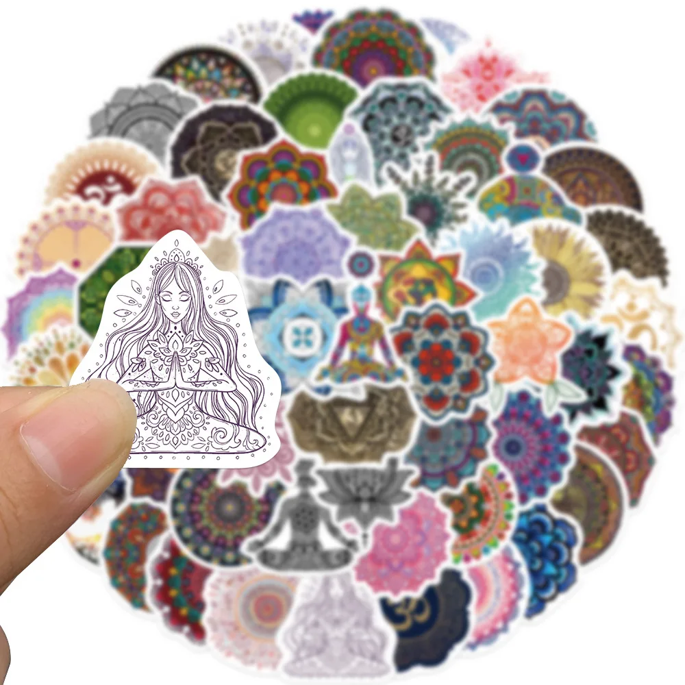 60Pcs Mandala Flowers Yoga Cartoon Graffiti Stickers Kawaii DIY Luggage Skateboard Suitcase Car Decals Sticker view 3