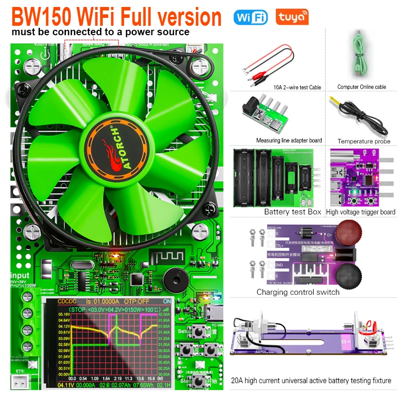 ‌ Tuya WiFi slimme batterijtester 18650-capaciteitsmeter USB elektronische belasting interne weerstandsdetector met realtime APP-monitor
