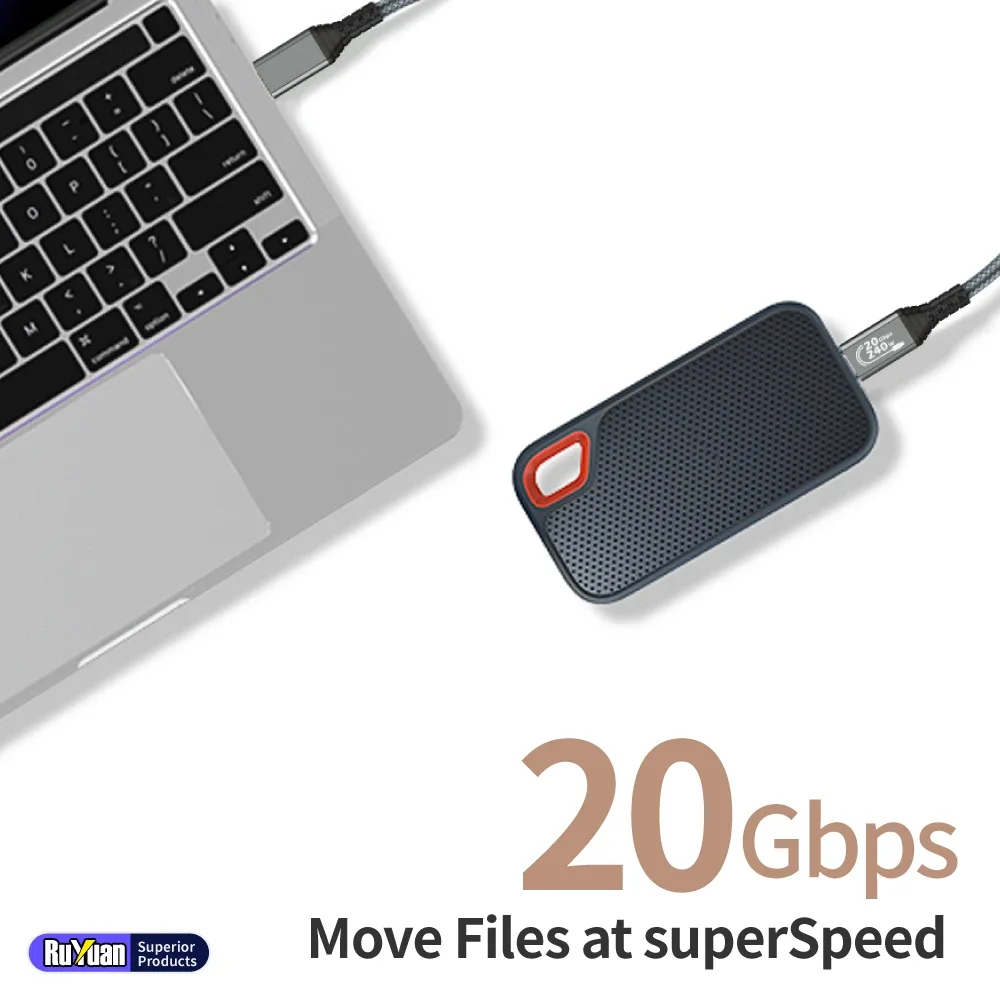 USB C Data Cable 20Gbps, USB3.2 Gen 2x2 High Speed Data Transfer, 4K Monitor Cable, 240W PD Fast Charging, for SSD Hub Dock EGPU