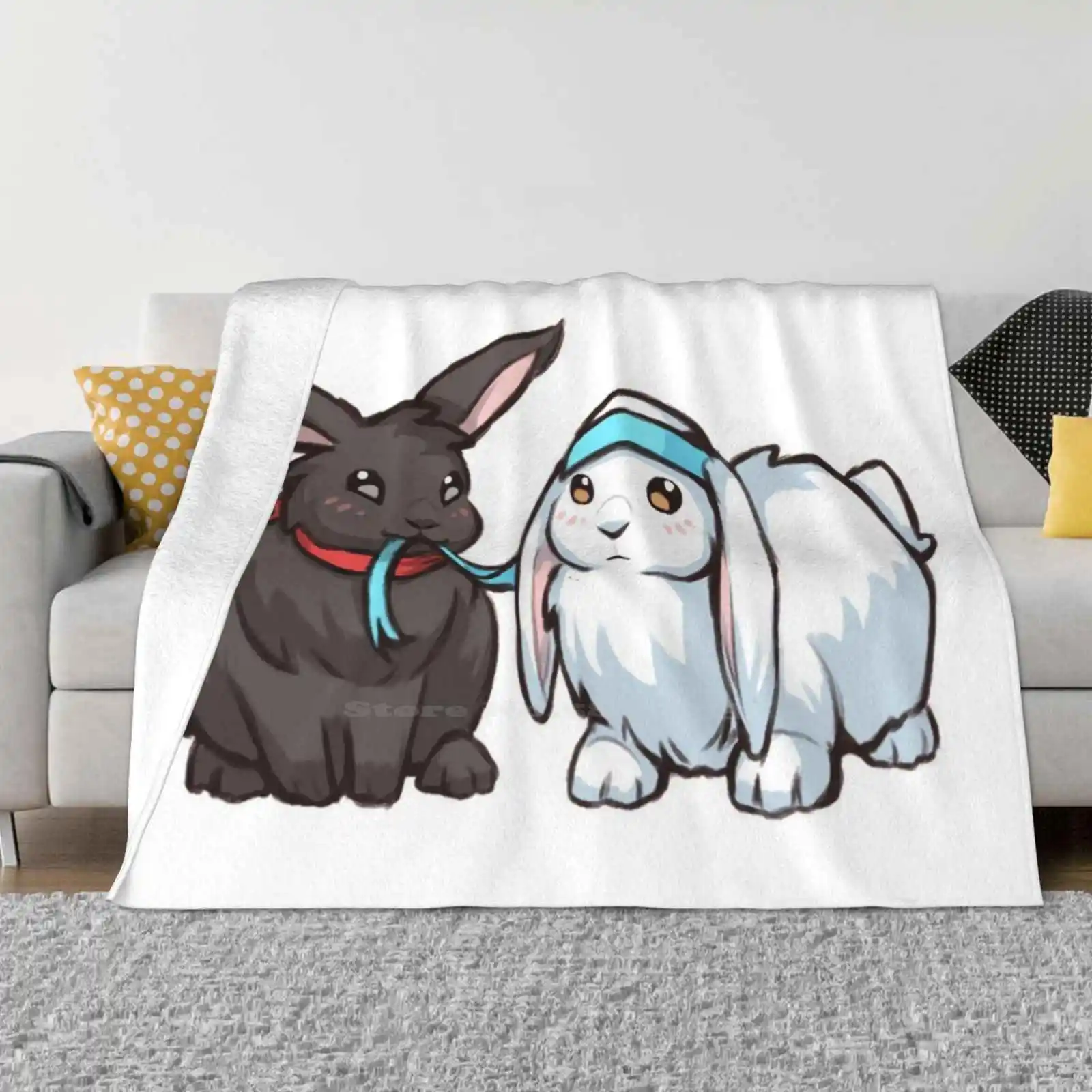 Wangxian Bunnies Low Price New Print Novelty Fashion Soft Warm Blanket Wangxian The Untamed Mo Dao Zu Shi Bunnies Rabbits Cute