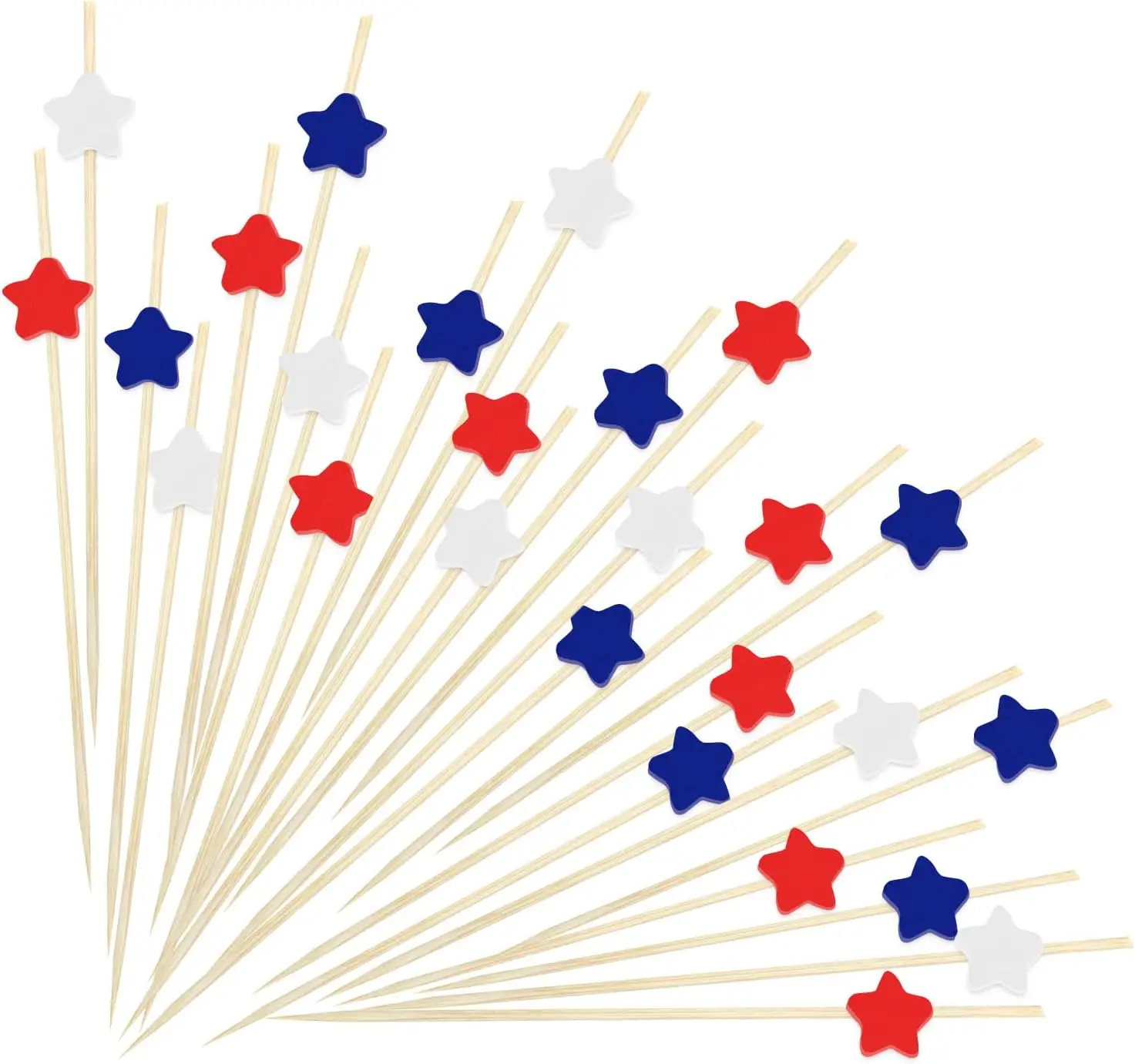 

Counts 4.7 Inch Star Cocktail Picks Red White Blue Star Decorative Toothpicks Cocktail Sticks for 4th of July Party Supplies Ind