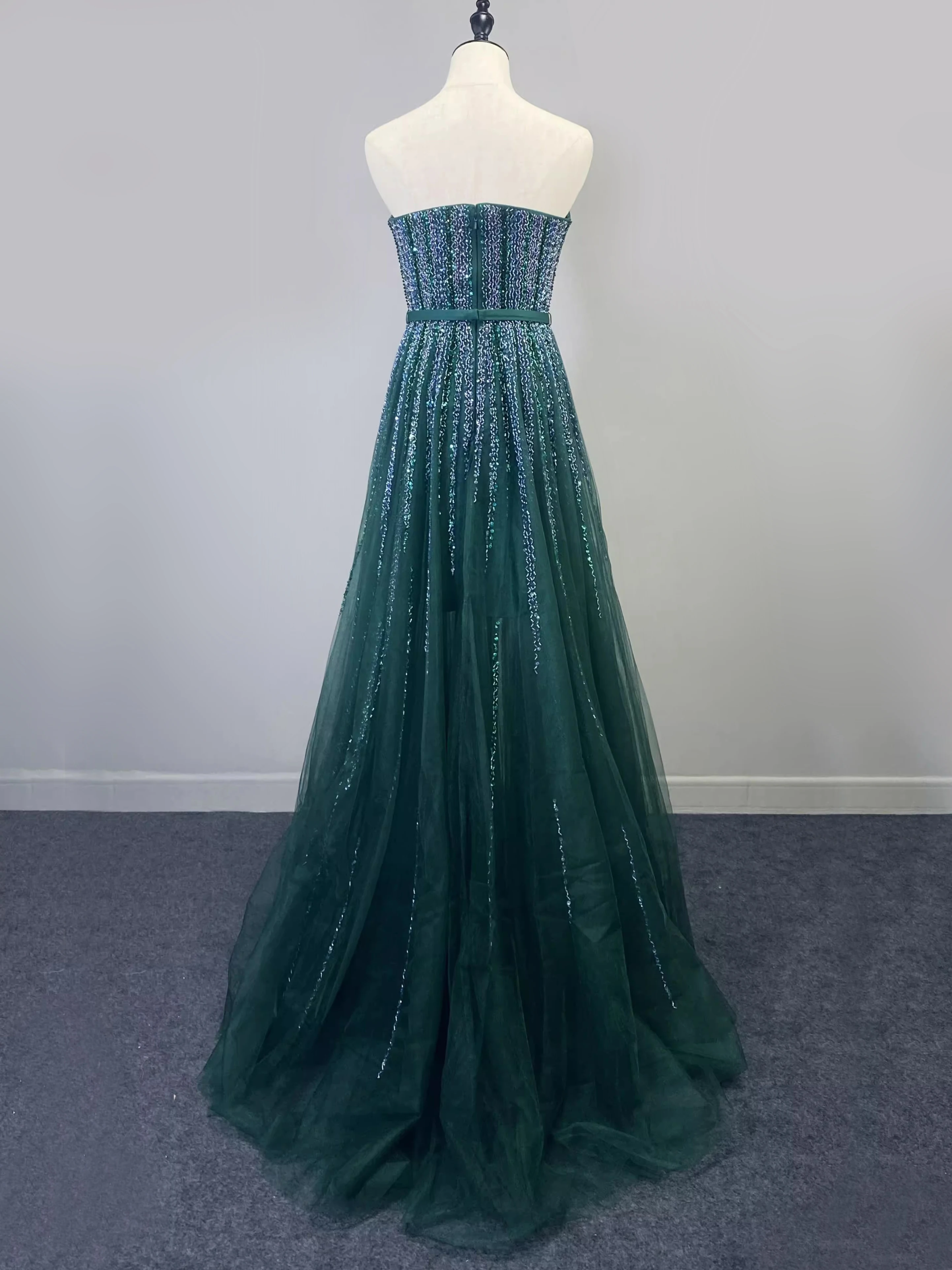 Hot Sale Arabic Green Cape Sleeves A Line Beaded Evening Dresses Long 2024 Celebrity Gowns For Woman Wedding Party LA71912