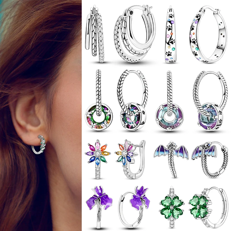 

Hot Sale Hoop Earring 925 Sterling Silver Round Shape Pendientes For Woman Exquisite Jewelry Gift