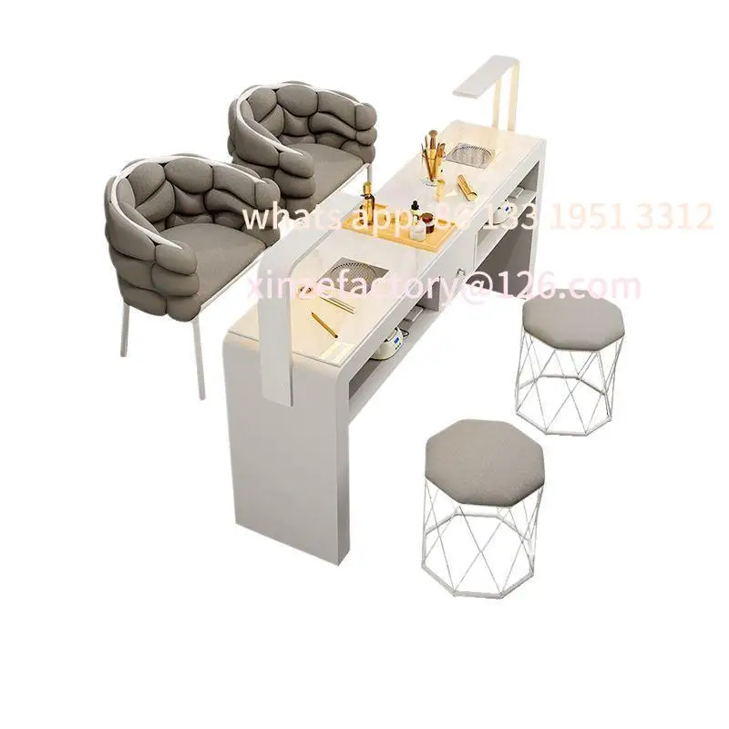 

Internet celebrity ins nail art table cream wind multi-functional nail art table and chair set e****mical single double light lu