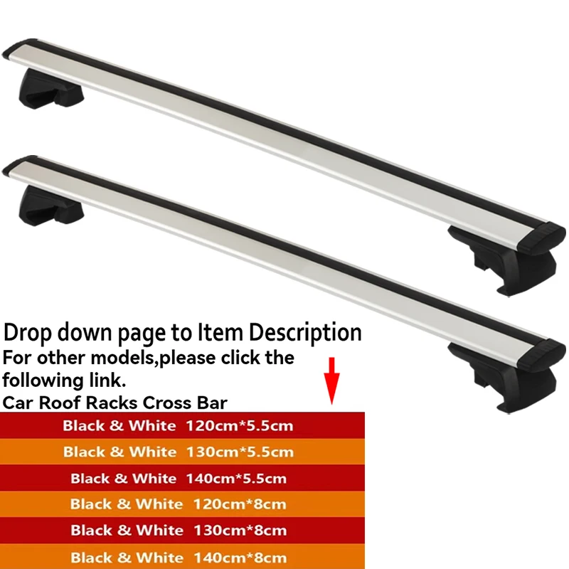 140cm Black And Silver  Car Roof Racks Wing Bar Universal Auto Top Arc Shaped Aluminum Alloy Load Rod Premium Aerodynamic