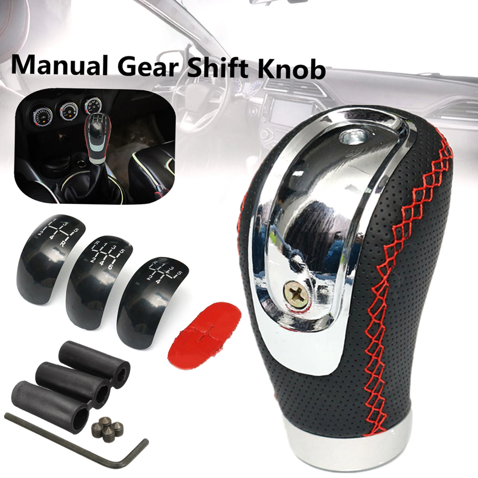 5 6 Speed Car Manual Gear Shift Knob Replacement for 8mm 10mm 12mm Port Gear Lever