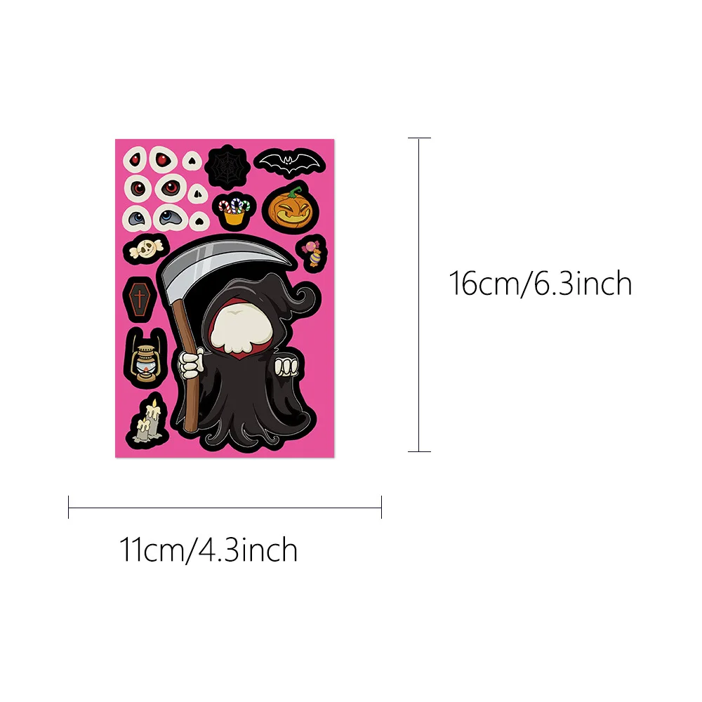 8/16 fogli Happy Halloween fa una faccia adesivo puzzle telefono fai da te laptop bagagli skateboard graffiti decalcomanie divertimento per regalo