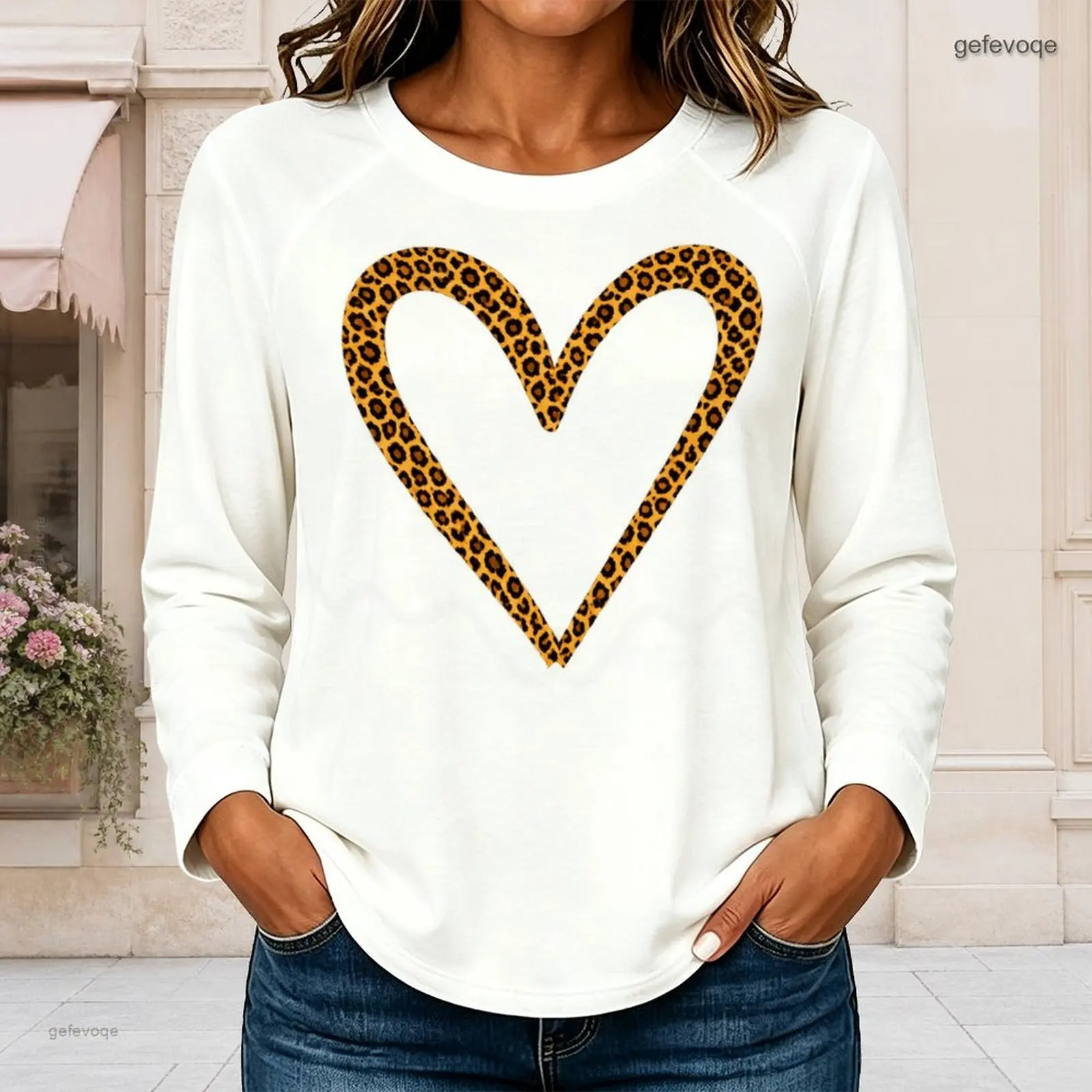 Women Crew Neck Raglan Long Sleeve T Shirt Curved Hem Loose Casual Basic Top Custom Print Ladies Daily Wear Blouse - view 2