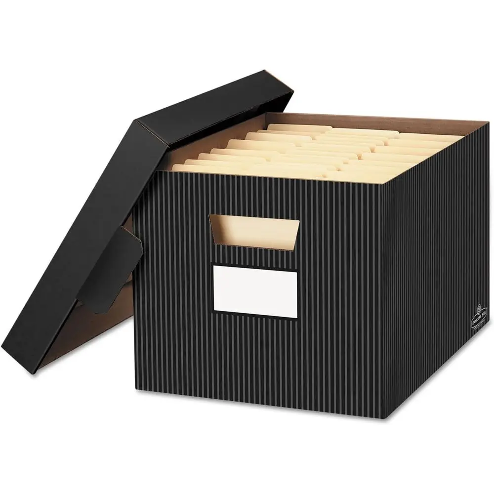 

Набор из 4 коробок для хранения с полосатым дизайном, средней прочности, с крышками, для сборки, формат Letter/Legal, STOR/ILE, (0029803)