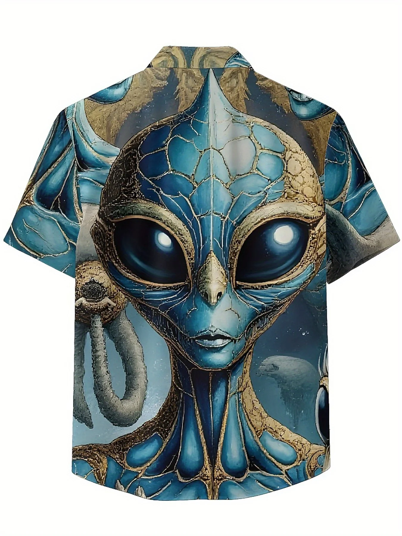 Men's Plus Size Hawaiian Shirts Alien Pattern,Unisex Baggy Aloha Shirts,summer Alternative Clothing