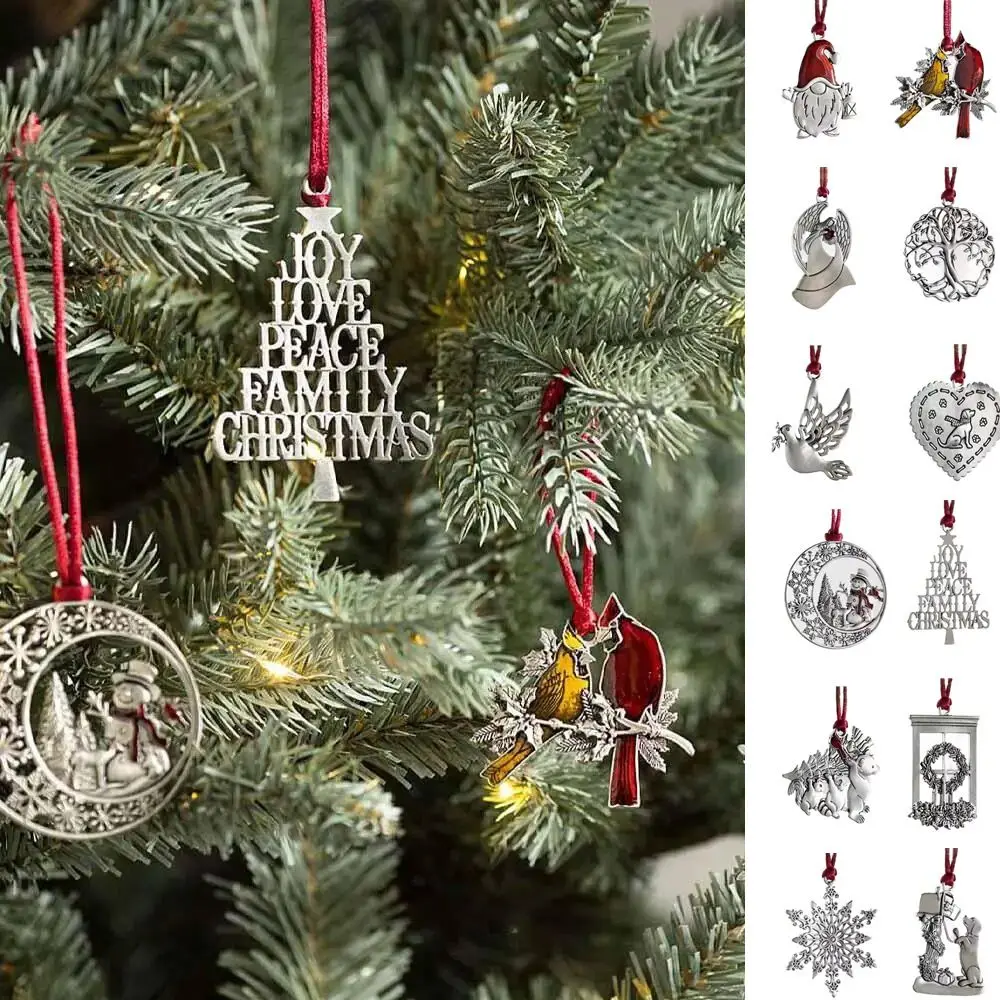 Double-Sided Metal Snowman Pendant Gnomes Snowflake Solid Pewter Christmas Tree Ornament Santa Claus Christmas Tree