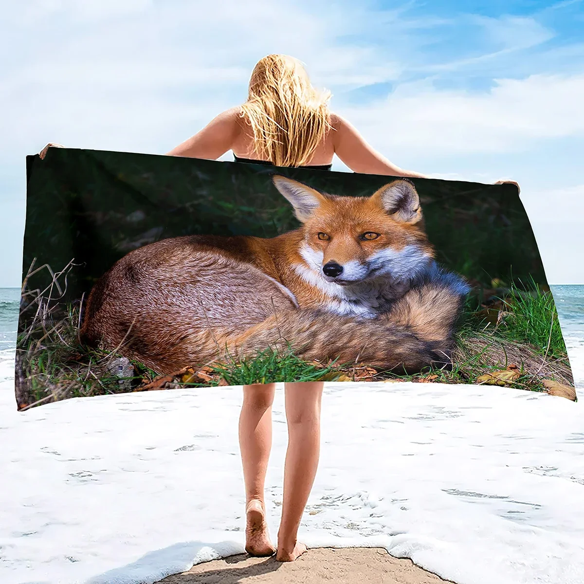 Beach Towels Cute Fox Ultra Soft Towel Highly Absorbent Large Hand  Multipurpose Pool Towel for Bathroom Hotel Gym 