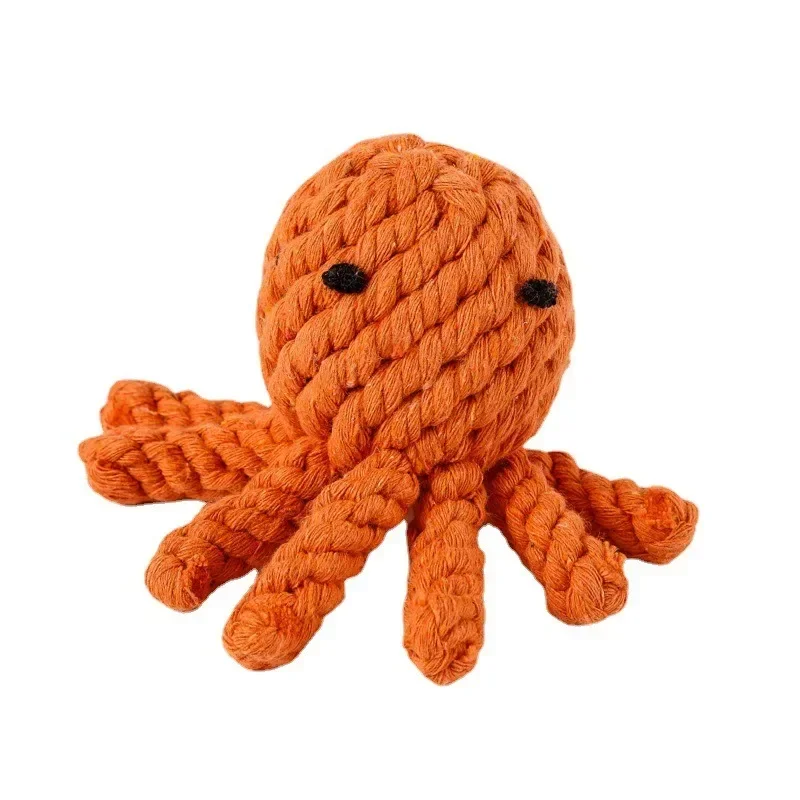 13 cm für kleine, große, bissfeste Molaren-Reinigungsspielzeug, Kauspielzeug für Hunde, handgefertigtes Baumwollseil, Oktopus-Tier