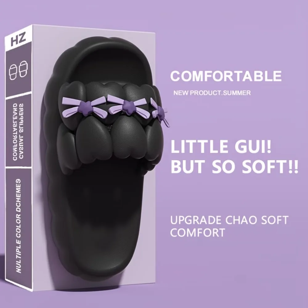 

Женские милые тапочки с бантом, летние, на толстой подошве, мягкие, нескользящие, для ванной, дома, душа, улицы