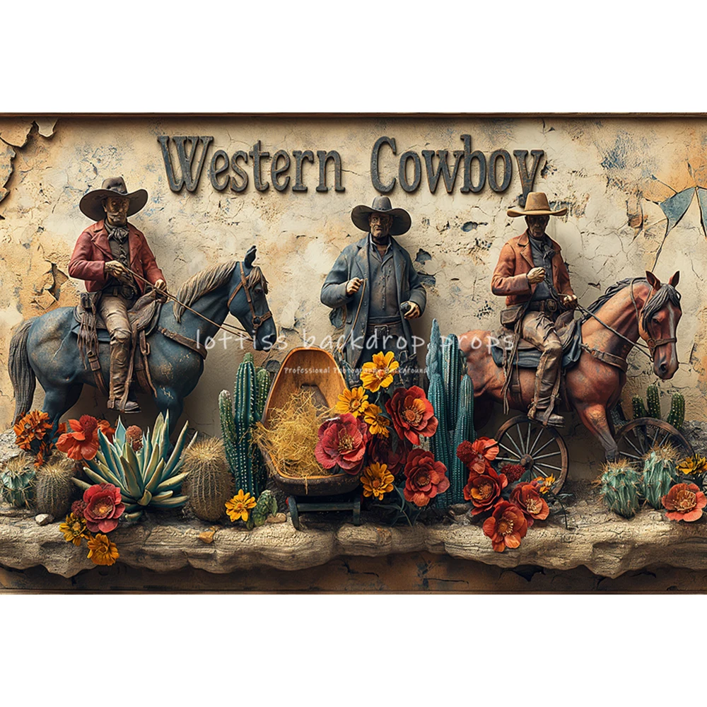 Weastern Cowboy Photography Backdrops Kids Baby Birthday Cake Smash Photocall Child Adult Photo Mexico Desert Backgrounds