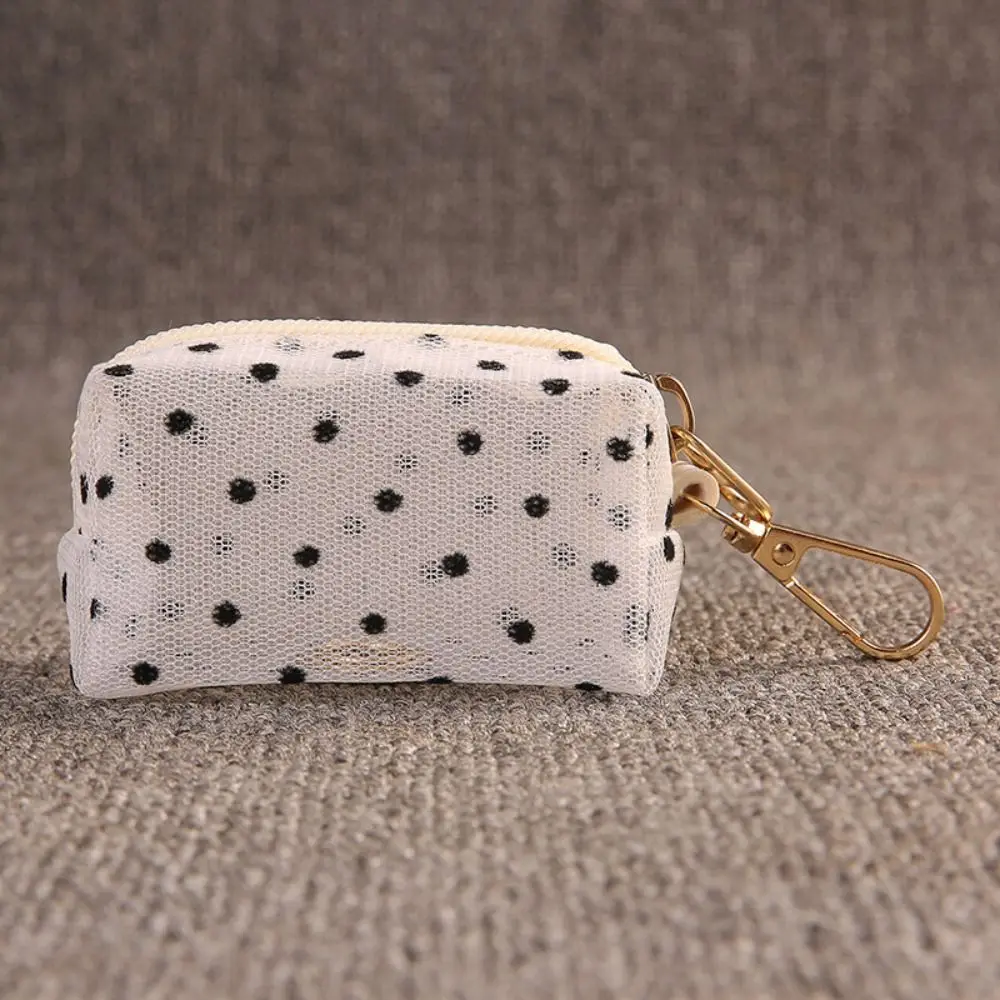 Lace Mesh Poop Bag Dispenser Keychain Clip Portable Waste Bag Pouch Zipper Closure Carabiner Clip Poop Bag Holder Pet Accessory