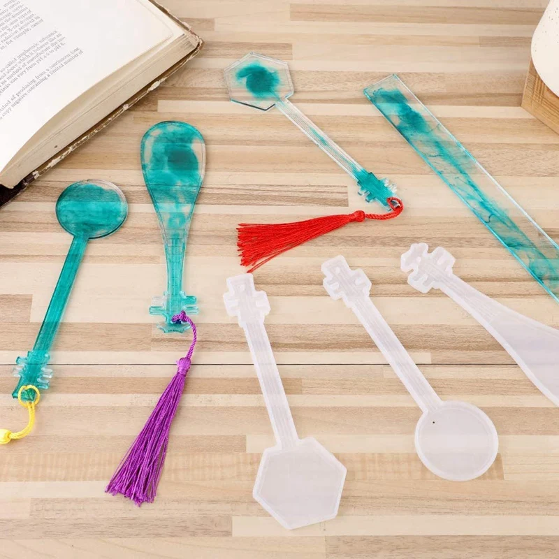 Bookmark Resin Mold Silicone Mold DIY With Different Color Silky Tassels For DIY Bookmark Crafts Student Gifts