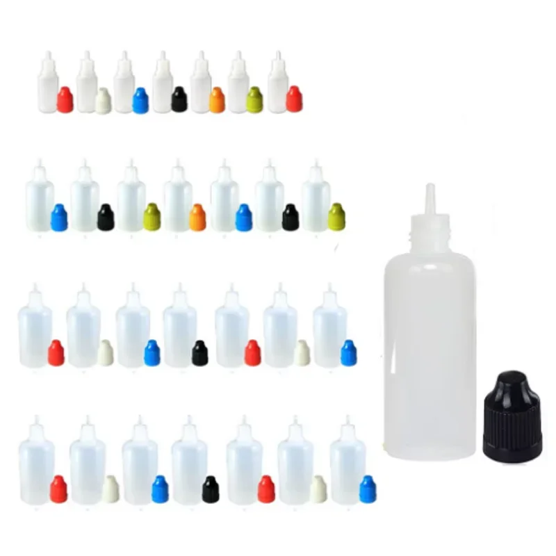 50Pcs 5ml-100ml Refillable Liquid Dispenser Bottle Glue Plastic Squeeze Nozzle Travel Needle Thin Droppers Container for E Juice