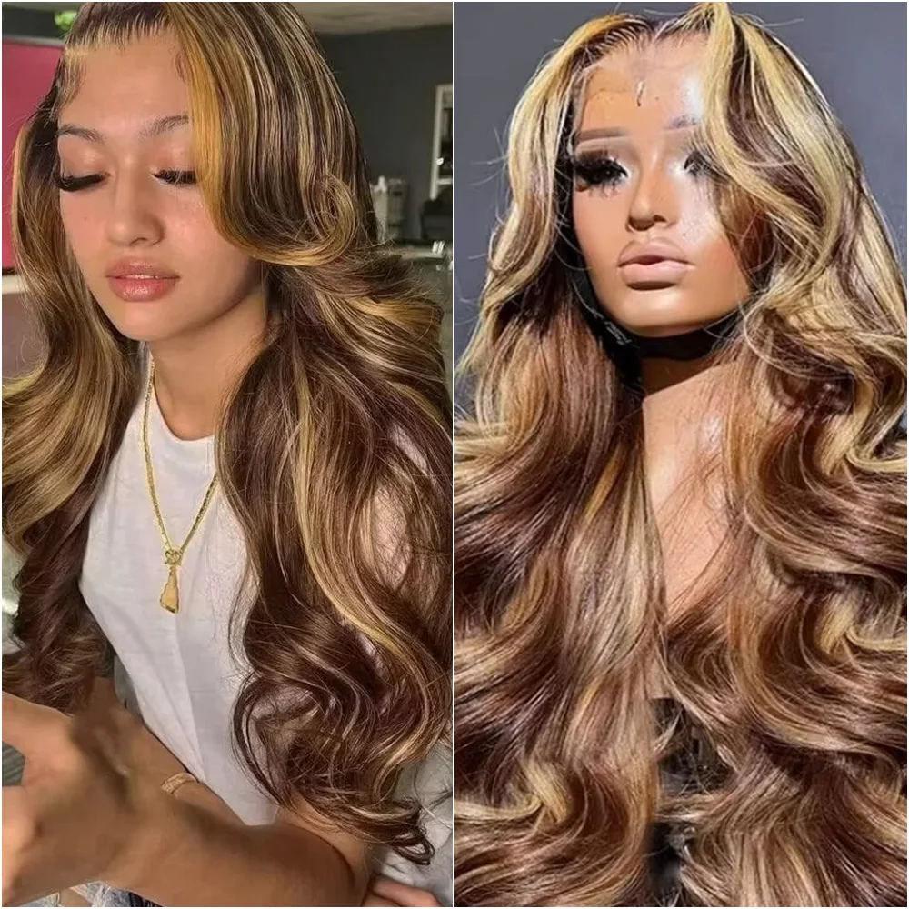 

Плотность 200 13x4 13x6 Медовый Блондин Парик Фронта Шнурка P4/27 Выделите Ombre Объемная Волна Парики Фронта Шнурка Предварительно Сорванные 100% Человеческие Волосы