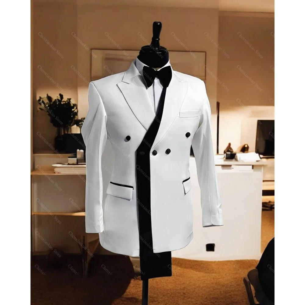 Men Jackets One Piece Latest Design Peaked Lapel Male Coat Fashion Double Breasted Wedding Party Formal Basics Blazer 2025