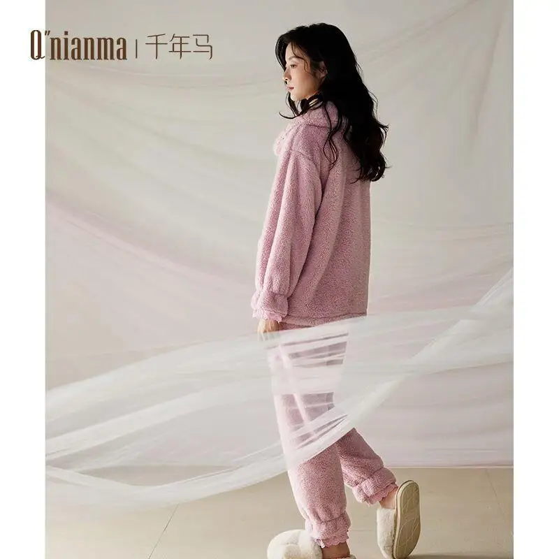 

Women's Pajama Set Sweet Autumn Winter Comfortable Sleepwear Pyjama Woman Pajamas Clothing Coral Fleece Two Piece Home Clothes