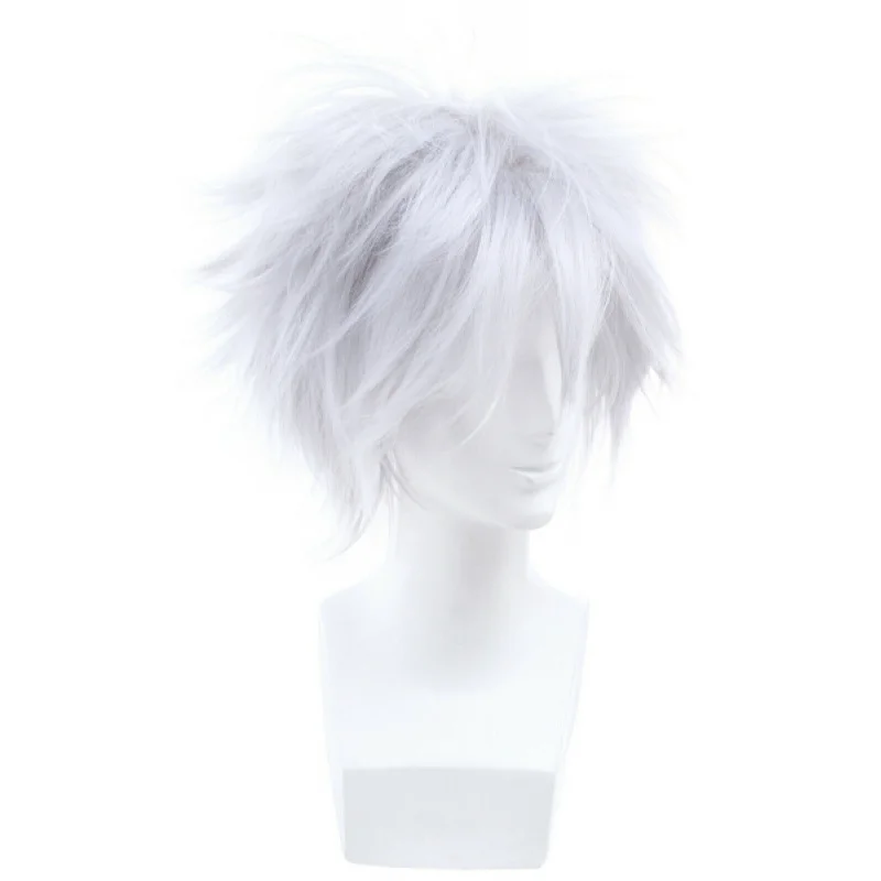 キルア・ギントキ・アオヒツギ・サマトキ-コスプレウィッグ-ふわふわシルバーグレーショートヘアウィッグ