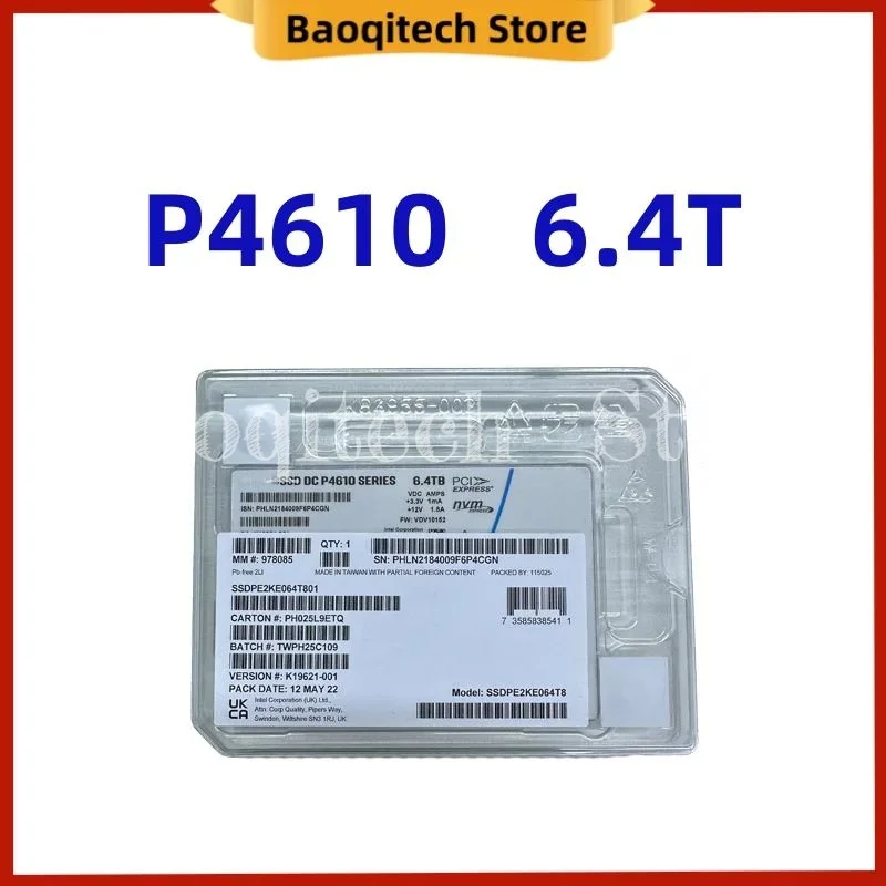 NEW DC P4610 Series 1.6T 3.2T 6.4T Enterprise SSD U.2 2.5" Solid State Drive NVMe PCIe Internal SSD For Intel