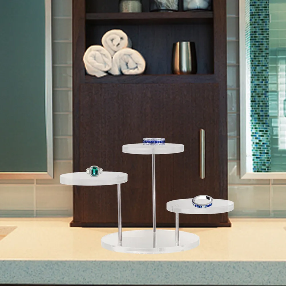 

2Sets Acrylic Ring Jewelry Display Stand Multi Layer Circular Design Clear Transparent Showcase for Retail Home Organizer Rings