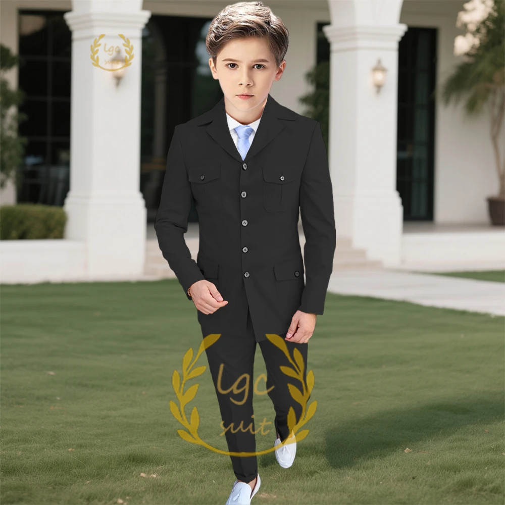 

Boys' Elegant 2-Piece Formal Suit – Notch Lapel Blazer with Pockets & Dress Pants for Pageboys & Ceremonies