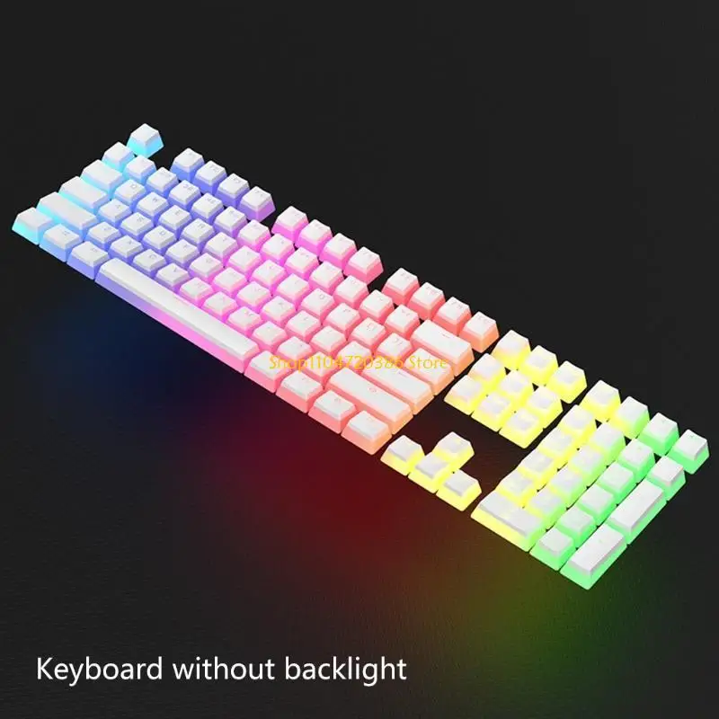 K0EA Keycap Gaming Keycap PBT Tahan Lama untuk Keyboard Mekanis Cherry Mx Switch 104 Tombol/Set Set Kunci Lampu Latar Puding