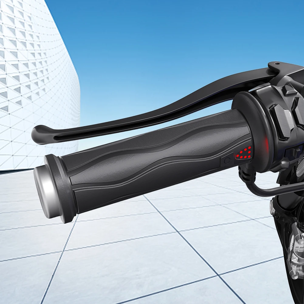 

DC 12V Motorcycle Hand Heated Grips 5-Gear Electric Molded Grips Silicone Adjustable Hot Grip Handle Motorcycle Parts for Winter