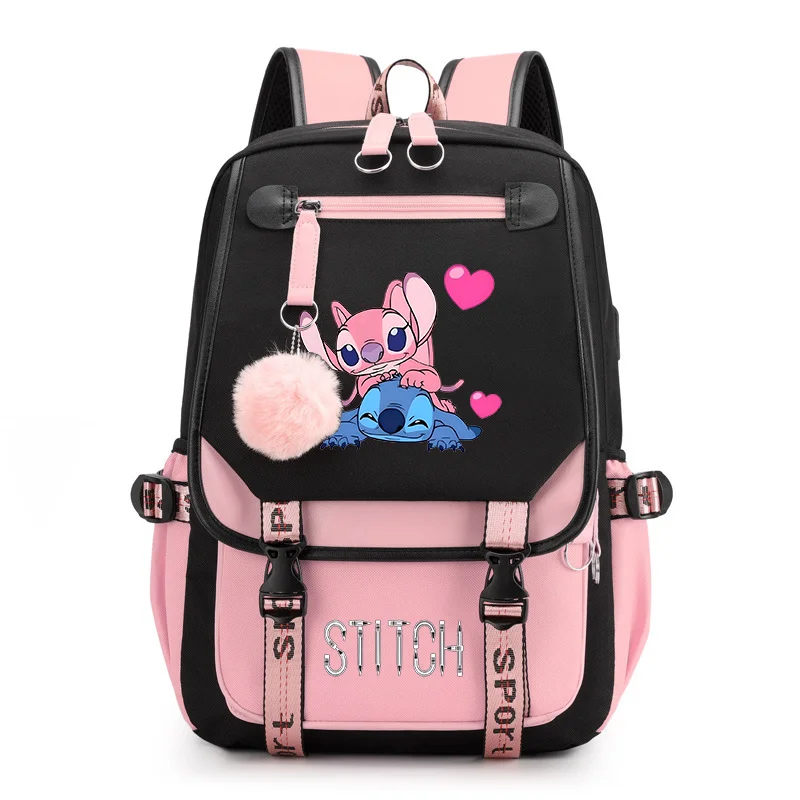 

Anime Stitch&Angel Printed Backpacks Teenagers Large Capacity Backpacks School Bags Boys Girls Shoulder Bags