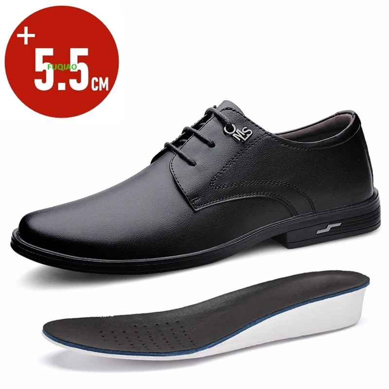 

Genuine Leather Elevator Shoes Men 5.5cm Invisible Height Increase Casual Sneakers Business Formal Wedding Dress Oxfords Shoes