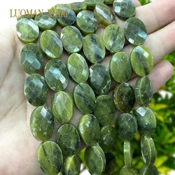 13x18mm Natural Canada Jades Green Jasper Flat Faceted Oval Loose Spacer Beads for Jewelry Making Diy Bracelets Accessories